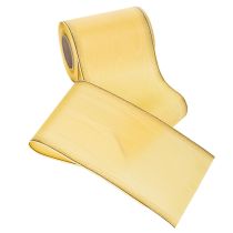 Article Ruban moiré pour couronne, jaune à bordure dorée, 125 mm x 25 m - Ruban de deuil de haute qualité, ruban décoratif, ruban pour nœud