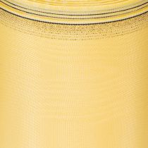 Article Ruban moiré pour couronne, jaune à bordure dorée, ruban décoratif à motifs floraux, acétate/polyester, 150 mm x 25 m