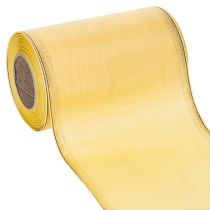 Article Ruban moiré pour couronne, jaune à bordure dorée, ruban décoratif à motifs floraux, acétate/polyester, 150 mm x 25 m
