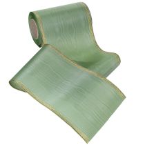 Article Ruban moiré vert sauge à bordure dorée, 150 mm x 25 m, ruban décoratif pour la confection de couronnes et d'œuvres florales
