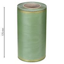 Article Ruban moiré vert sauge à bordure dorée - 175 mm x 25 m - ruban décoratif pour l'art floral et les fêtes