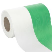 Article Ruban moiré vert et blanc 150 mm, ruban décoratif, ruban à nœud, qualité taffetas 25 m