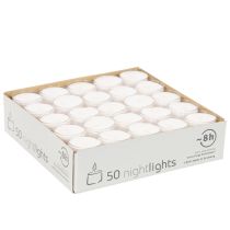 Article Veilleuses chauffe-plat blanches en plateau plastique, 8 heures, 50 pièces