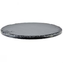 Article Assiette en ardoise naturelle plateau rond en pierre noire Ø30cm 2 pcs