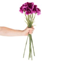 Article Œillet artificiel bicolore, tige longue 56 cm, bouquet de 8