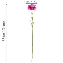 Article Œillet artificiel bicolore, tige longue 56 cm, bouquet de 8