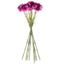 Article Œillet artificiel bicolore, tige longue 56 cm, bouquet de 8