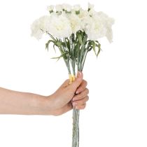 Article Bouquet d'œillets artificiels, fleurs artificielles blanches, décoration, 4 bouquets
