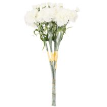 Article Bouquet d'œillets artificiels, fleurs artificielles blanches, décoration, 4 bouquets