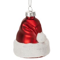 Article Boule de Noël en verre, chapeau de Père Noël, 8 cm, lot de 6