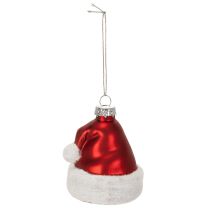 Article Boule de Noël en verre, bonnet de Père Noël, 8 cm, lot de 6