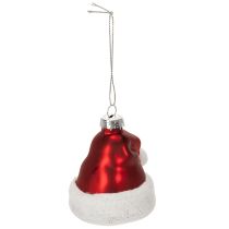 Article Boule de Noël en verre, bonnet de Père Noël, 8 cm, lot de 6