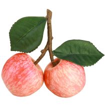 Article Décoration de fruits pomme artificielle 2 pommes rouges sur branche 13cm 3pcs