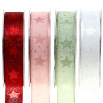 Ruban organza avec motif étoile 25mm 15m