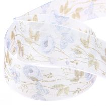 Article Ruban organza fleurs bleu ruban décoratif tissu organza 40mm 15m