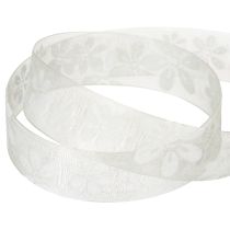Article Ruban d'organza, motif floral, ruban cadeau, vert, 25 mm, 18 m