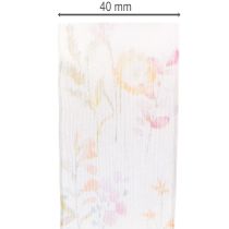 Article Ruban d'organza, ruban de mousseline, à motifs floraux, orange/rose, 40 mm, 15 m