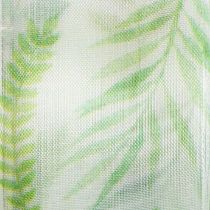 Article Ruban d'organza, ruban de mousseline, vert à motifs de feuilles, 40 mm de large, 15 m de long