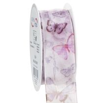 Article Ruban d'organza, ruban de mousseline, papillons, violet, 40 mm, 18 m