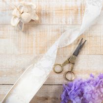 Article Ruban d'organza crème, ruban décoratif à cœurs, 40 mm de large, 15 m de long