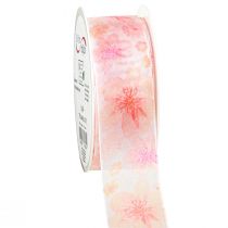 Article Ruban organza avec fleurs ruban cadeau abricot 40mm 15m