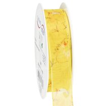 Article Ruban organza avec poussin ruban cadeau jaune 25 mm 20 m