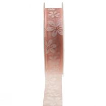 Ruban organza fleurs ruban cadeau rose 25mm 18m