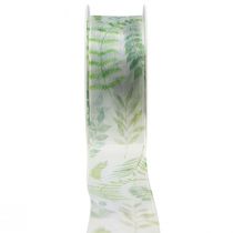 Article Ruban organza ruban mousseline vrilles de feuilles vertes 40mm 15m