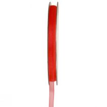 Article Ruban cadeau en organza, ruban rouge lisière 6 mm, 50 m