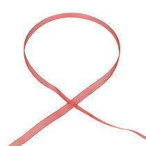 Article Ruban cadeau en organza, ruban rouge lisière 6 mm, 50 m