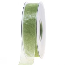 Article Ruban organza vert ruban cadeau lisière vert citron 25mm 50m