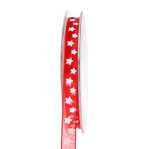 Article Ruban organza motif étoile rouge 10mm 20m