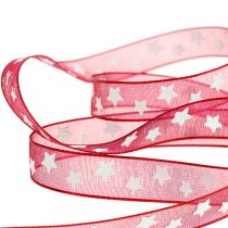Article Ruban Organza motif étoile Bordeaux 10mm 20m
