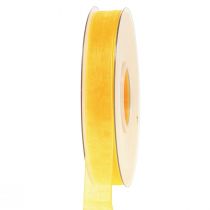 Article Ruban organza ruban cadeau ruban jaune lisière 15mm 50m