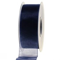 Ruban organza ruban cadeau bleu foncé ruban bleu lisière 40mm 50m