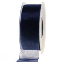 Article Ruban organza ruban cadeau bleu foncé ruban bleu lisière 40mm 50m