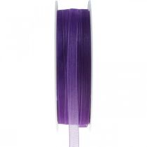 Ruban organza avec lisière, ruban de soie, ruban décoratif violet 7mm 50m