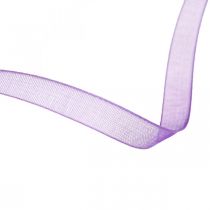 Ruban organza avec lisière, ruban de soie, ruban décoratif violet 7mm 50m