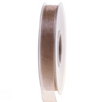 Article Ruban organza ruban cadeau ruban beige selvedge taupe 15mm 50m