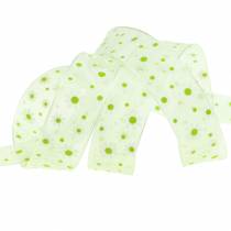 Article Ruban organza vert à fleurs 20mm 20m