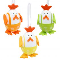 Article Oeuf peint en coq à suspendre dans le mélange 7,5cm 12 pcs