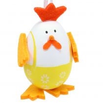 Article Oeuf peint en coq à suspendre dans le mélange 7,5cm 12 pcs