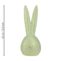 Article Décoration de Pâques tête de lapin vert menthe craquelure or 16,5x16x40cm