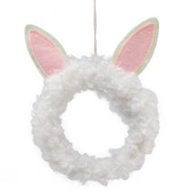 Article Décoration de Pâques anneau décoratif oreilles de lapin décoration de porte blanc Ø13cm 4pcs