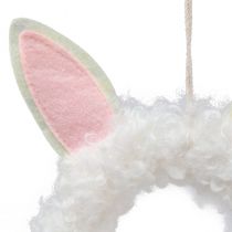 Article Décoration de Pâques anneau décoratif oreilles de lapin décoration de porte blanc Ø13cm 4pcs