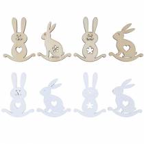 Article Lapin de décoration de Pâques à disperser en bois blanc, décoration à disperser naturelle Lapin de Pâques 96 pièces