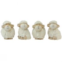 Article Décoration de Pâques mouton décoration en céramique crème de Pâques 9,5×6×9cm 4pcs