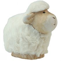 Article Décoration de Pâques mouton décoration en céramique crème de Pâques 9,5×6×9cm 4 pcs