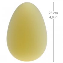 Article Oeuf de Pâques décoration oeuf plastique jaune clair floqué 25cm