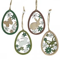 Oeuf de Pâques à suspendre décoration de Pâques pendentif en bois 5×7cm 12pcs